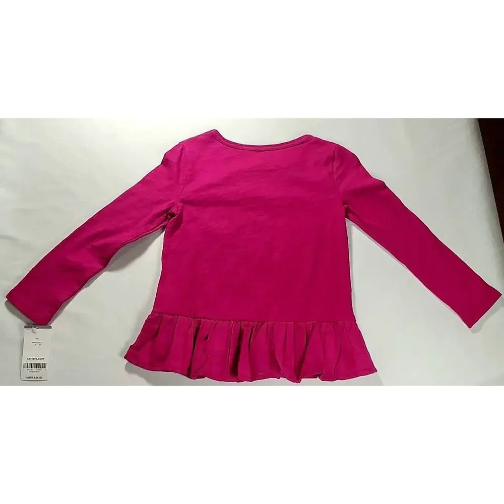 Carter's Toddler Girls Long Sleeve Peplum Hem Purple Size 3T